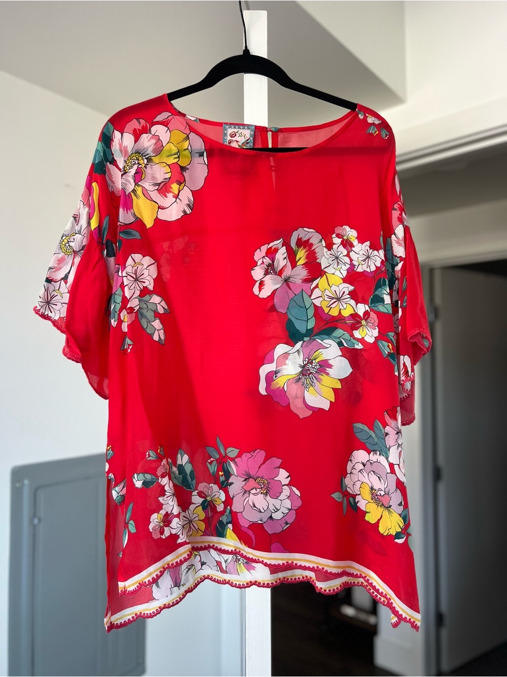 Johnny Was Passion Flower Eloise Floral Kimono Top Red Floral Sz S - Picture 1 of 7